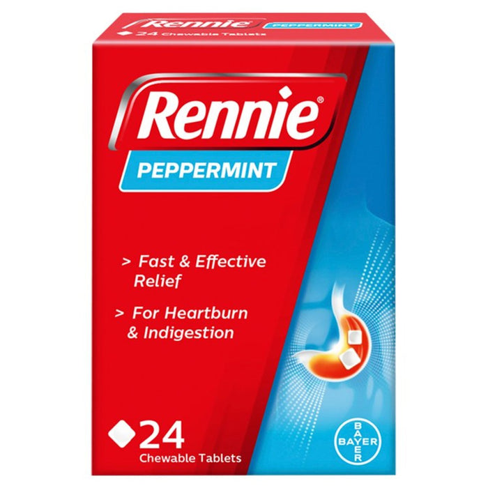 Rennie Peppermint Heartburn & Indigestion Relief Tablets 24 per pack