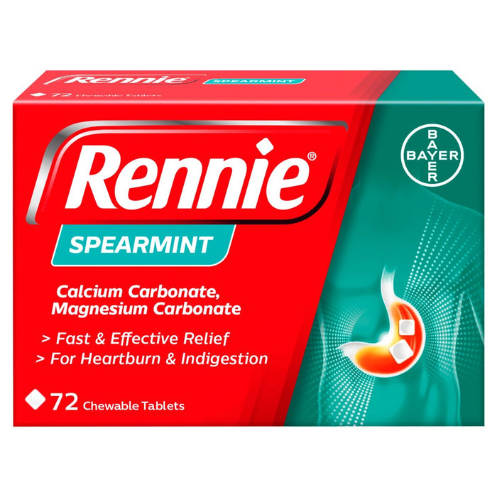 Rennie Spearmint Heartburn & Indigestion Relief Tablets 72 per pack