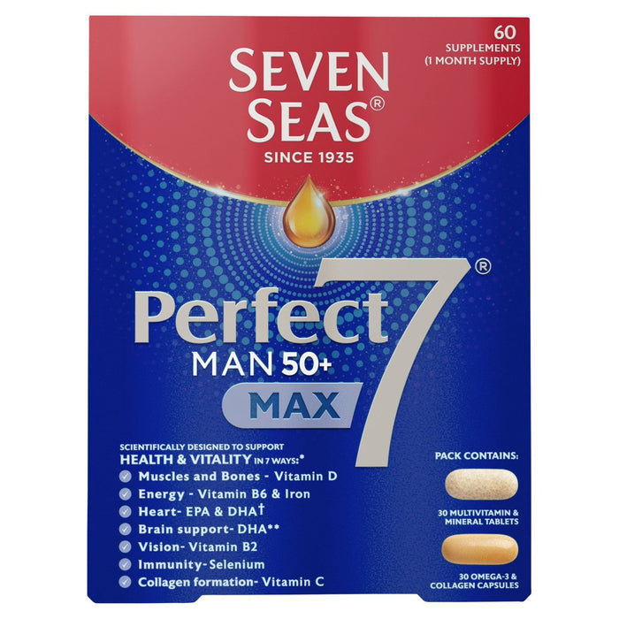 Seven Seas Perfect7 Man 50+ Max Multivitamins & Omega-3 30 Day Duo Pack