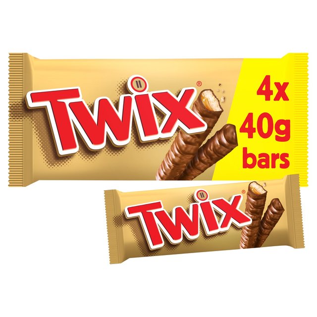 Twix Chocolate Biscuit Snack Size Twin Bars Multipack 4 x 40g