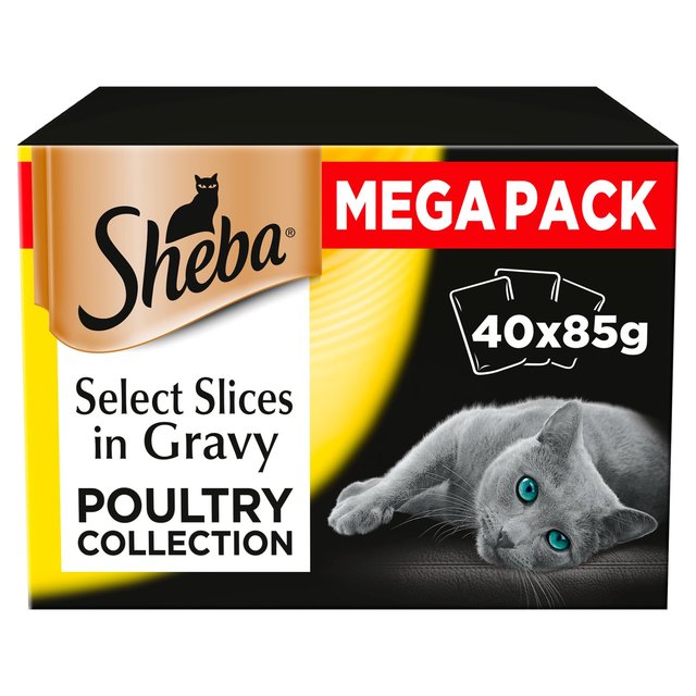 Sheba Select Slice Adult 1+ Cat Food Pouch Mixed Poultry Gravy 40 x 85g