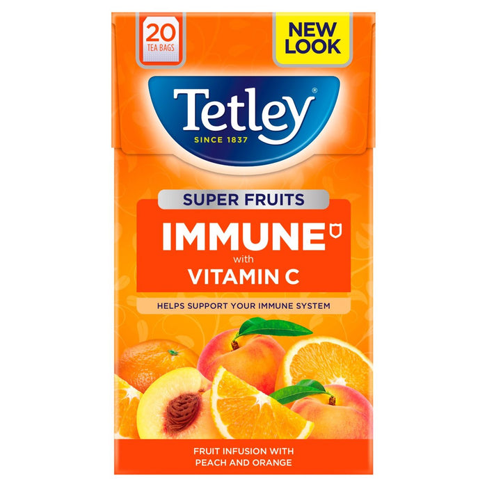 Tetley Super Fruit Tea Immune Peach & Orange Tea Bags 20 per pack