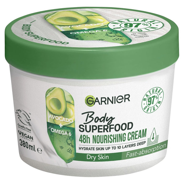 Garnier Body Superfood, Nourishing Body Cream, With Avocado & Omega 6 380ml