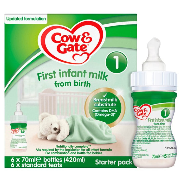 Cow & Gate 1 First Baby Milk Formula Starter Pack From Birth 6 x 70ml