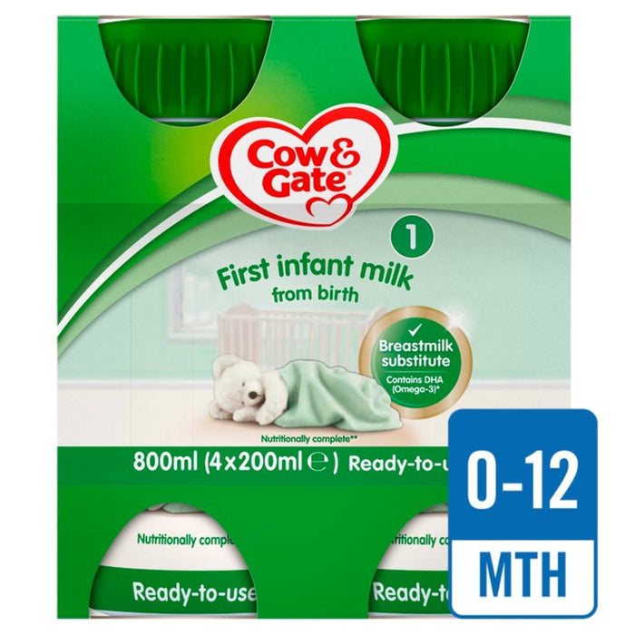 Cow & Gate 1 First Baby Milk Formula Multipack From Birth 4 x 200ml