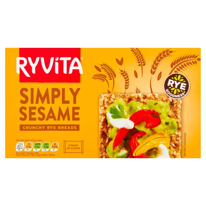 Ryvita Crispbread Simply Sesame Crunchy Rye 250g