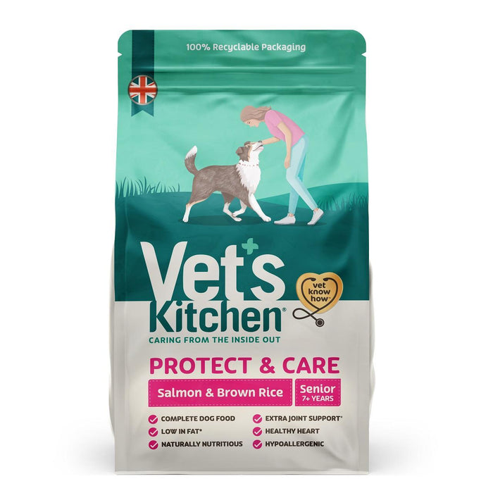 Vet's Kitchen Protect & Care Senior Dry Dog Food Salmon & Brown Rice 1kg