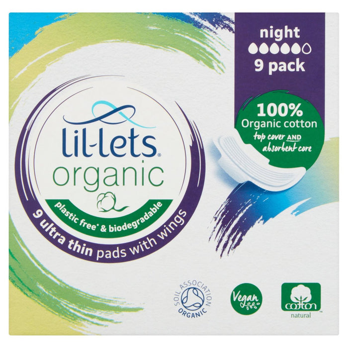 Lil-lets Organic Pads Night 9 per pack