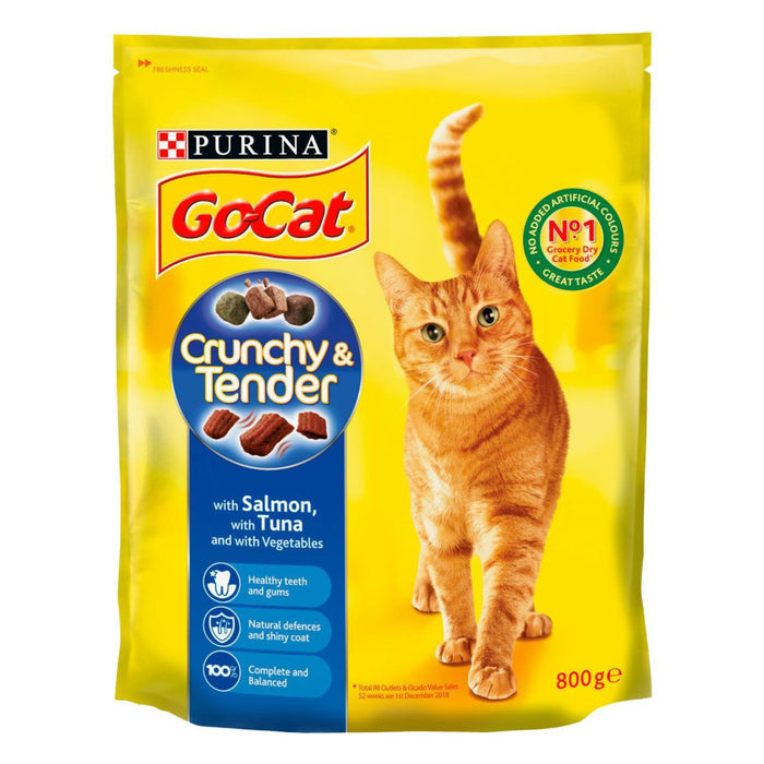 Go-Cat Crunchy and Tender Dry Cat Food Salmon 800g