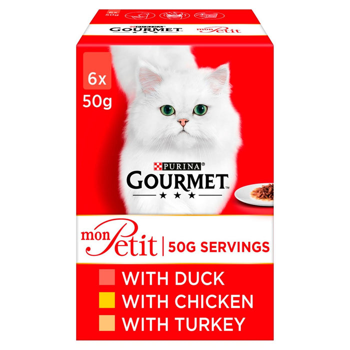 Gourmet Mon Petit Cat Food Pouches Poultry Duck, Chicken & Turkey 6 x 50g
