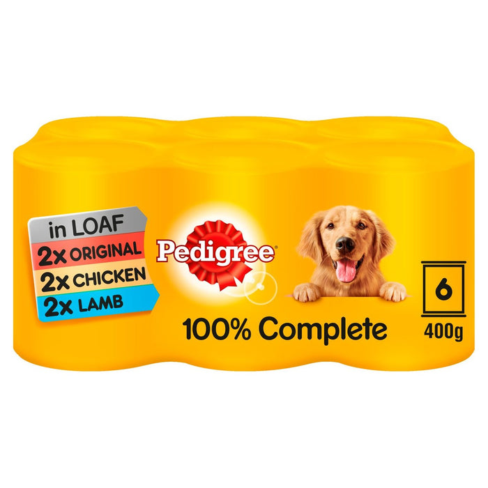 Pedigree Adult Wet Dog Food Tins Mixed Selection in Loaf 6 x 400g