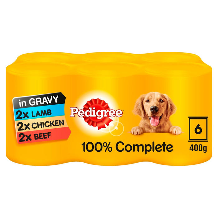 Pedigree Adult Wet Dog Food Tins Mixed Selection in Gravy 6 x 400g
