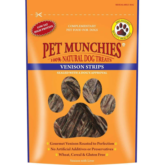 Pet Munchies 100% Natural Strips Venison Dog Treats 75g