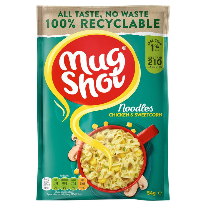 Mug Shot Chicken Noodles with Sweetcorn & Mushrooms 54g