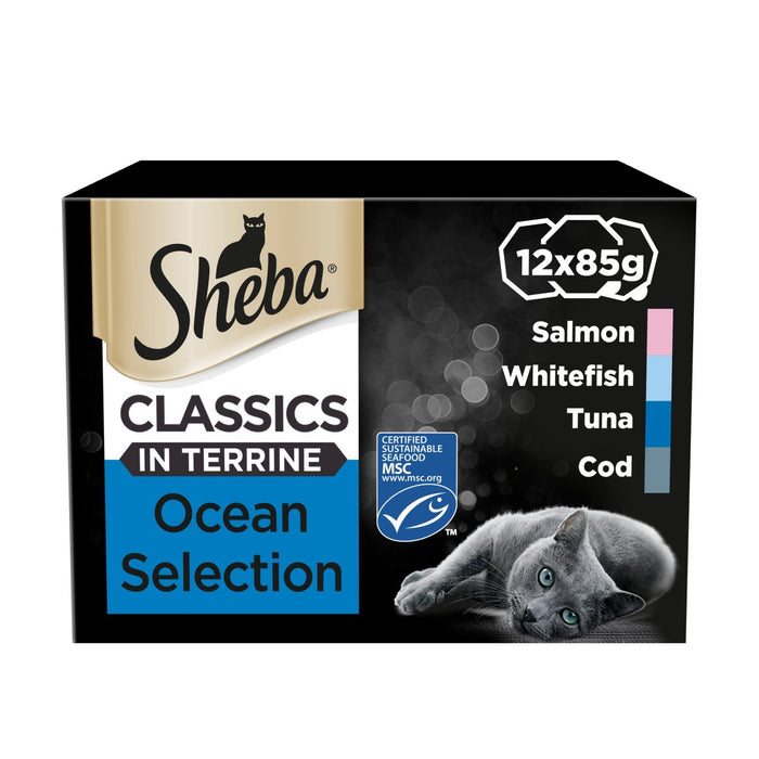 Sheba Classics Adult 1+ Wet Cat Food Trays Mixed Ocean in Terrine 12 x 85g