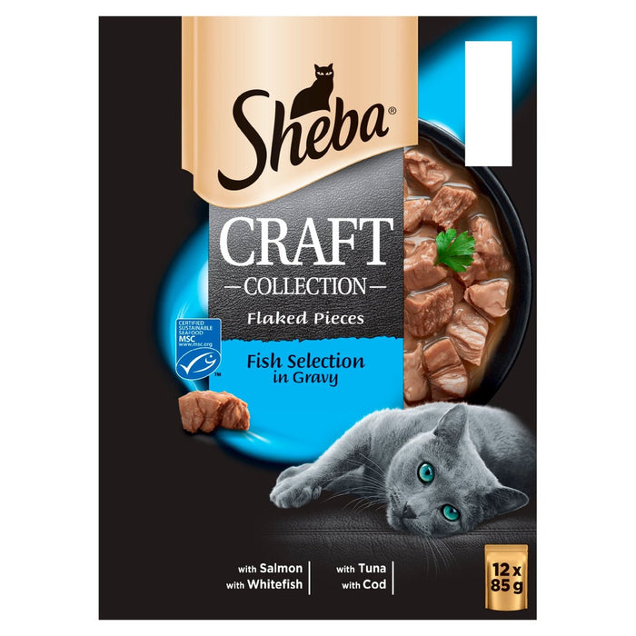 Sheba Craft Adult 1+ Wet Cat Food Pouches Mixed Fish Gravy 12 x 85g