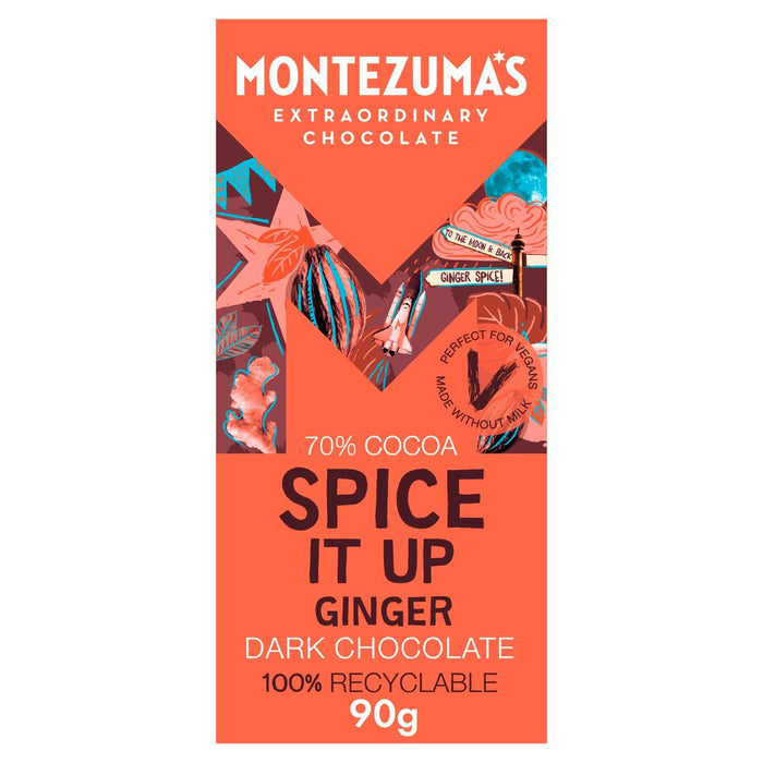 Montezuma's Spice It Up Ginger Dark Chocolate Bar 90g