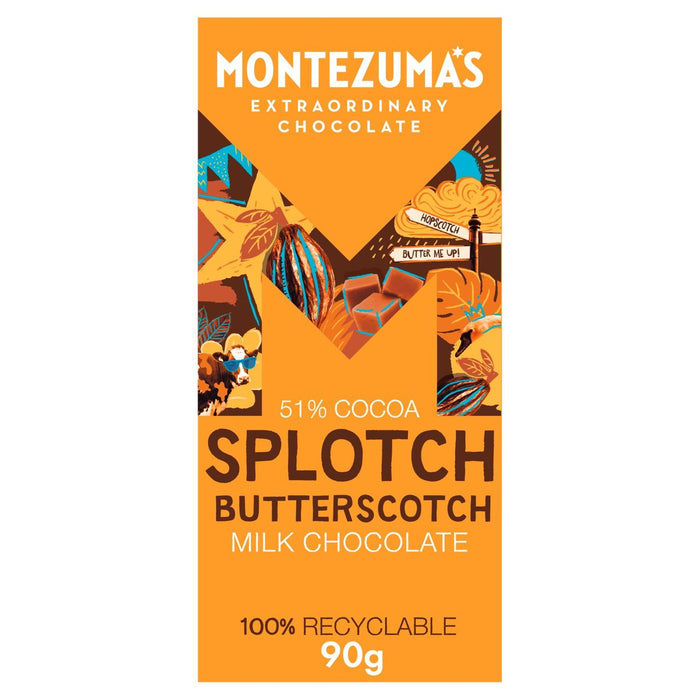 Montezuma's Splotch Butterscotch Milk Chocolate Organic Bar 90g