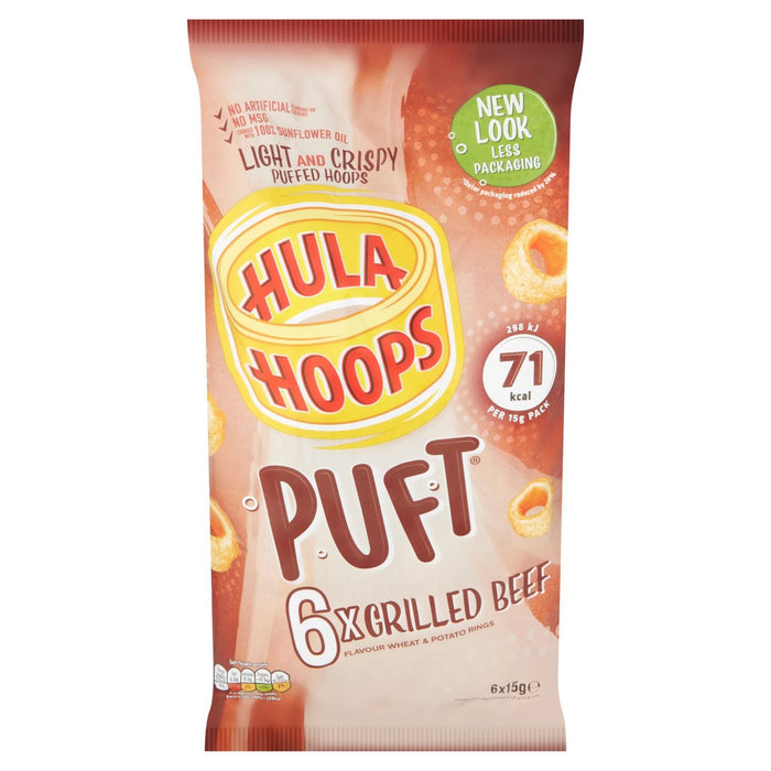 Hula Hoops Puft Beef Multipack Crisps 6 per pack