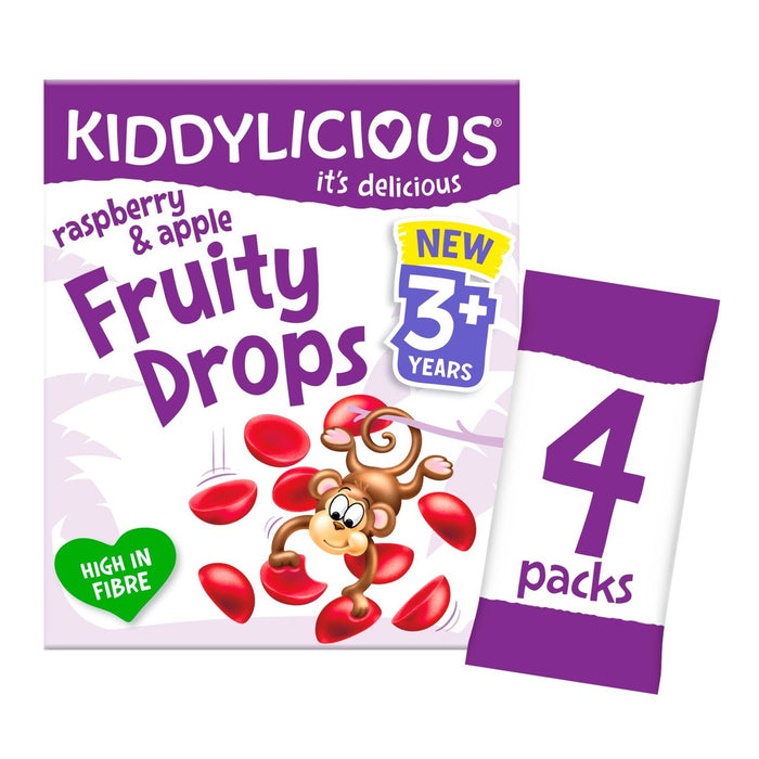 Kiddylicious Raspberry & Apple Fruity Drops 3 Yrs+ Multipack 4 x 16g