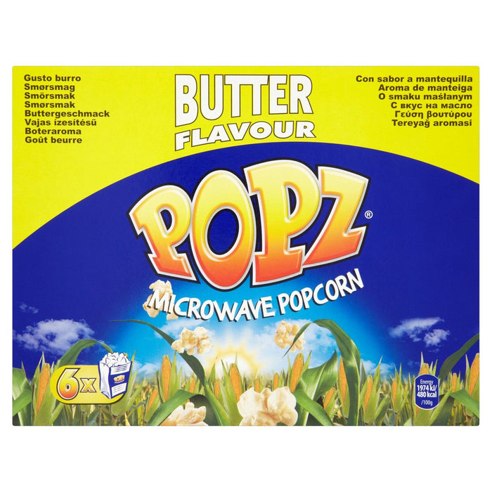 Popz Butter Microwave Popcorn 6 x 90g