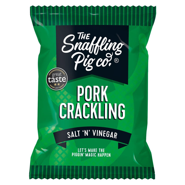 Snaffling Pig Salt & Vinegar Flavoured Pork Crackling Packets 40g