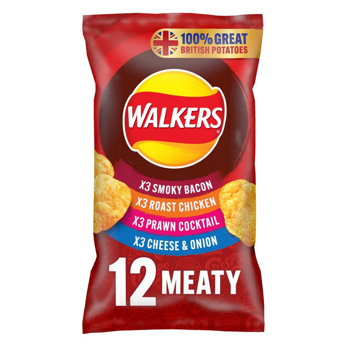 Walkers Meaty Variety Crisps 12 per pack