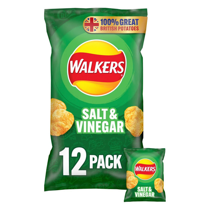 Walkers Salt & Vinegar Multipack Crisps 12 per pack