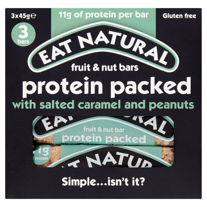 Eat Natural Protein Packed Salted Caramel & Peanuts Bars 3 x 45g