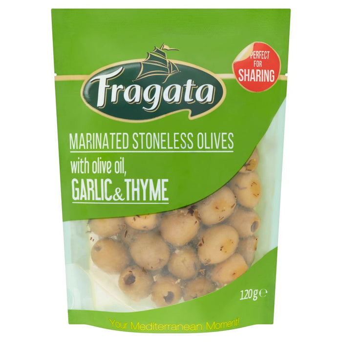 Fragata Marinated Pitted Green Olives with Garlic & Thyme 120g