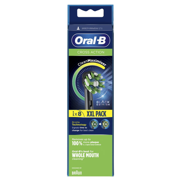 Oral B Crossaction Toothbrush Heads Black 8 per pack