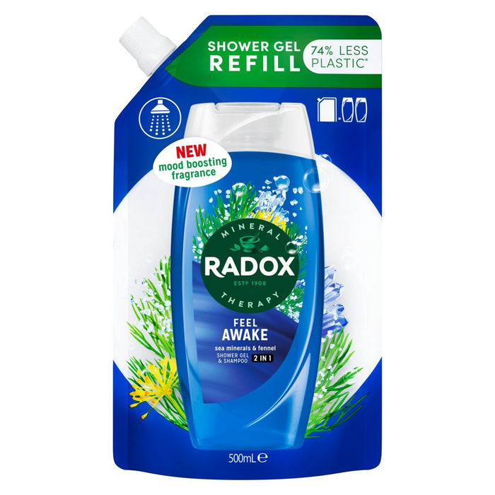 Radox Feel Awake Mood Boosting 2 in 1 Shower Gel & Shampoo Refill 500ml