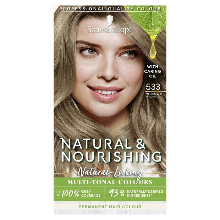 Schwarzkopf Natural & Nourishing 533 Medium Ash Blonde Permanent Hair Dye 143g