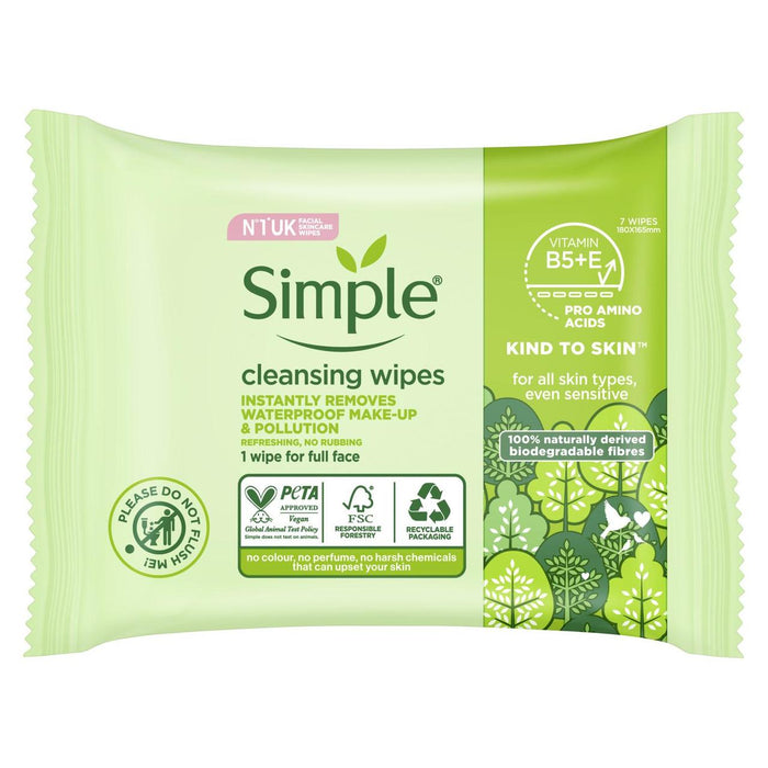 Simple Kind To Skin Cleansing Facial Wipes 7 per pack