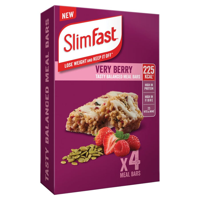 SlimFast Very Berry Meal Bar، عبوة متعددة، 4 × 60 جم