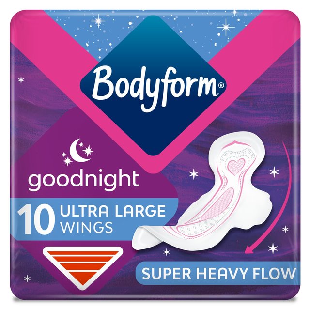Bodyform Ultra Goodnight مع أجنحة 10 في كل عبوة
