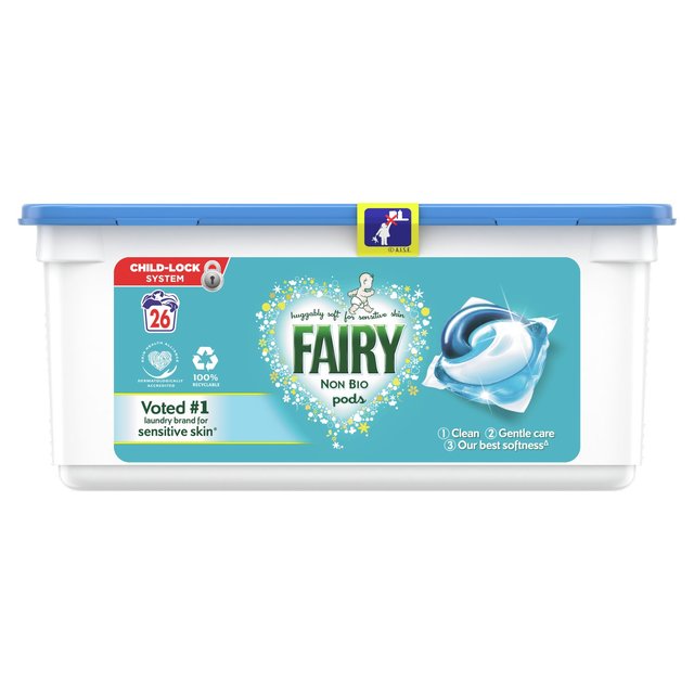 Fairy Non -Bio Pods Waschen flüssiger Kapseln empfindliche Haut 26 pro Pack