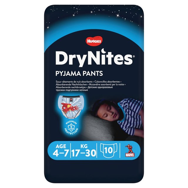 Huggies DryNites Boys Pyjama Pants 4-7 Years 10 per pack