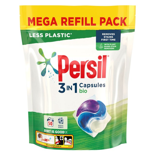 Persil 3 en 1 Cápsulas de lavado de lavandería Bio 50 por paquete