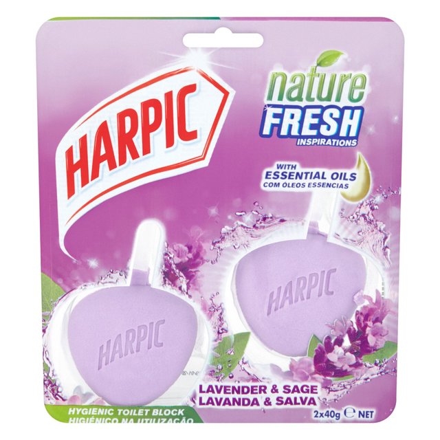 Harpic Active Fresh 6 Rim Block Lavender Toilet Cleaner 2 x 40g