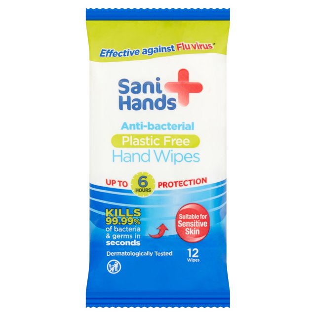 Sani Hands Toallitas antibacterianas para manos 12 por paquete 