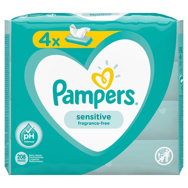  Pampers Sensitive Toallitas húmedas a base de agua para bebés,  hipoalergénicas y sin perfume, SG_B079V67BFW_US, 1 : Bebés