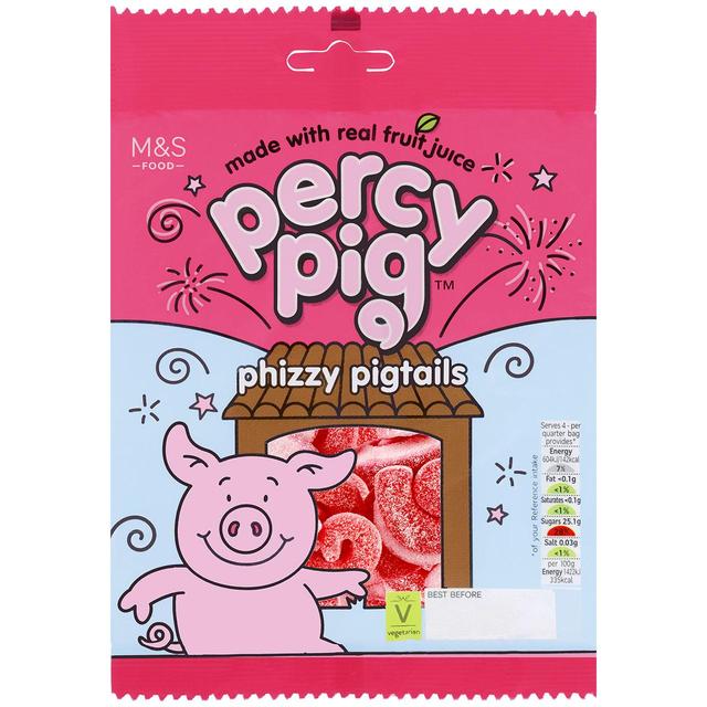 M & S Percy Pig Phizzy Pigtails 170g