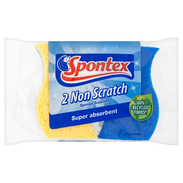 Estropajo de esponja superabsorbente antiarañazos Spontex 2 por paquete 