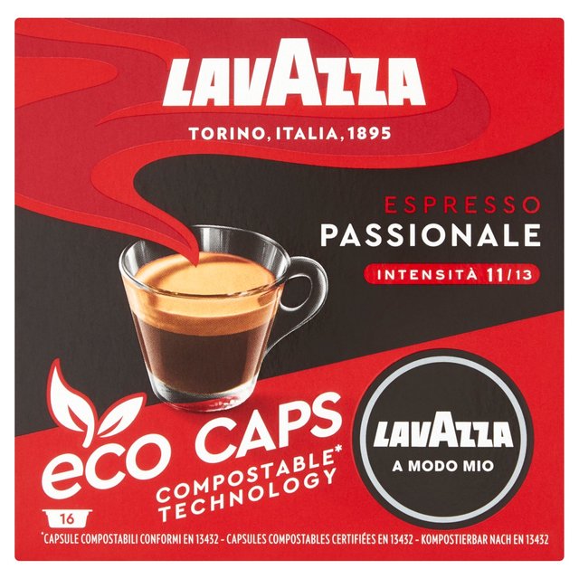 Lavazza A Modo Mio Eco Caps Compostable Passionale Coffee Capsules