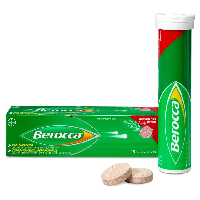 Berocca Mixed Berries Energy Vitamin Tablets 15 por paquete 