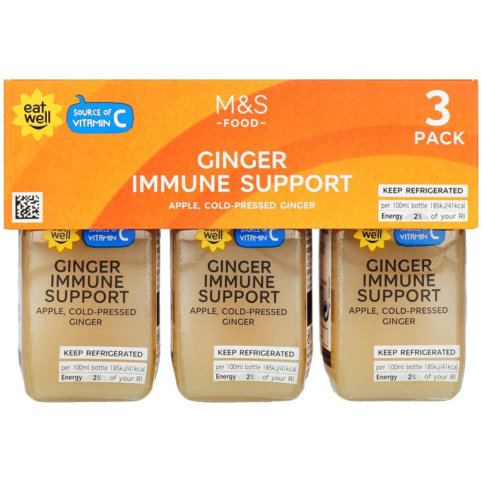 M & S Ginger & Apple Immununterstützung Multipack -Aufnahmen 3 x 100 ml