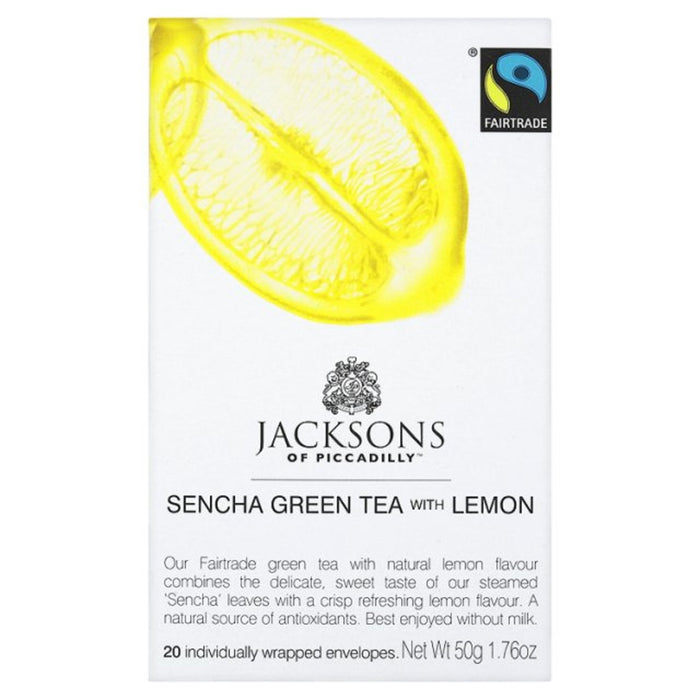 Jacksons of Piccadilly Fairtrade Sencha té verde con limón 20 bolsitas de té 