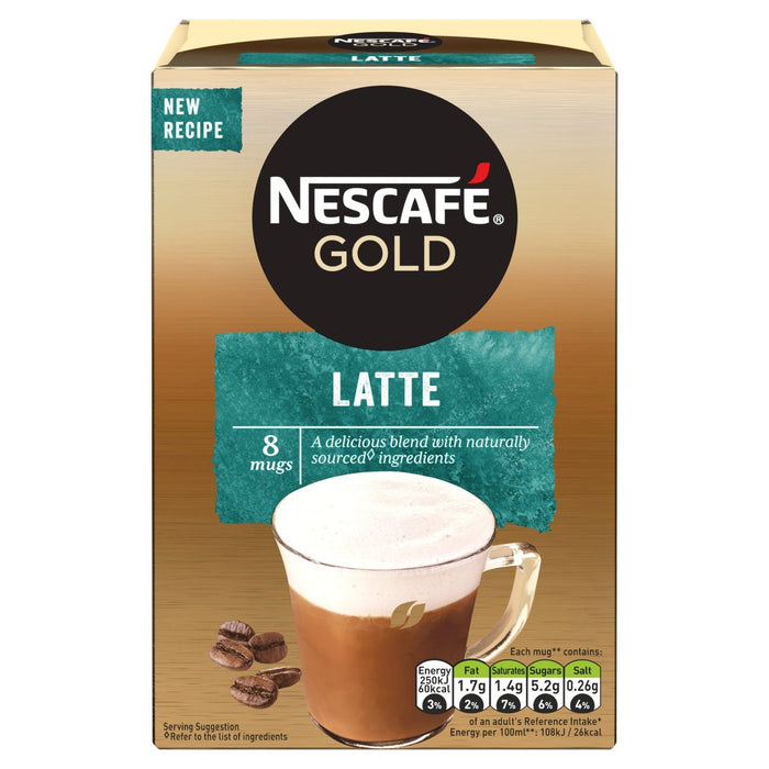 Nescafe Gold Latte Café instantáneo 8 bolsitas