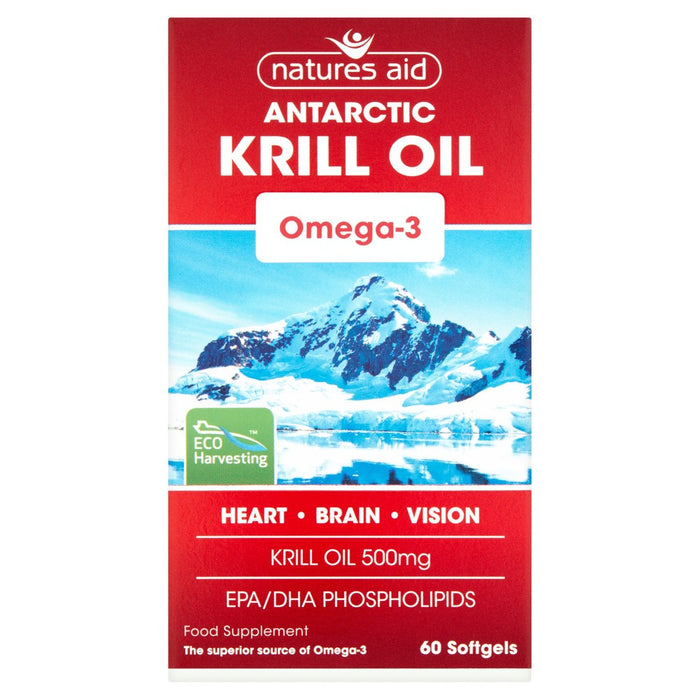 Natures Aid Antarctic Krill Oil Omega 3 Soft Gel Supplement Capsules 500mg 60 per pack